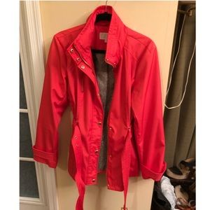 Michael Kors Coral Tie-Belt Light Rain Coat